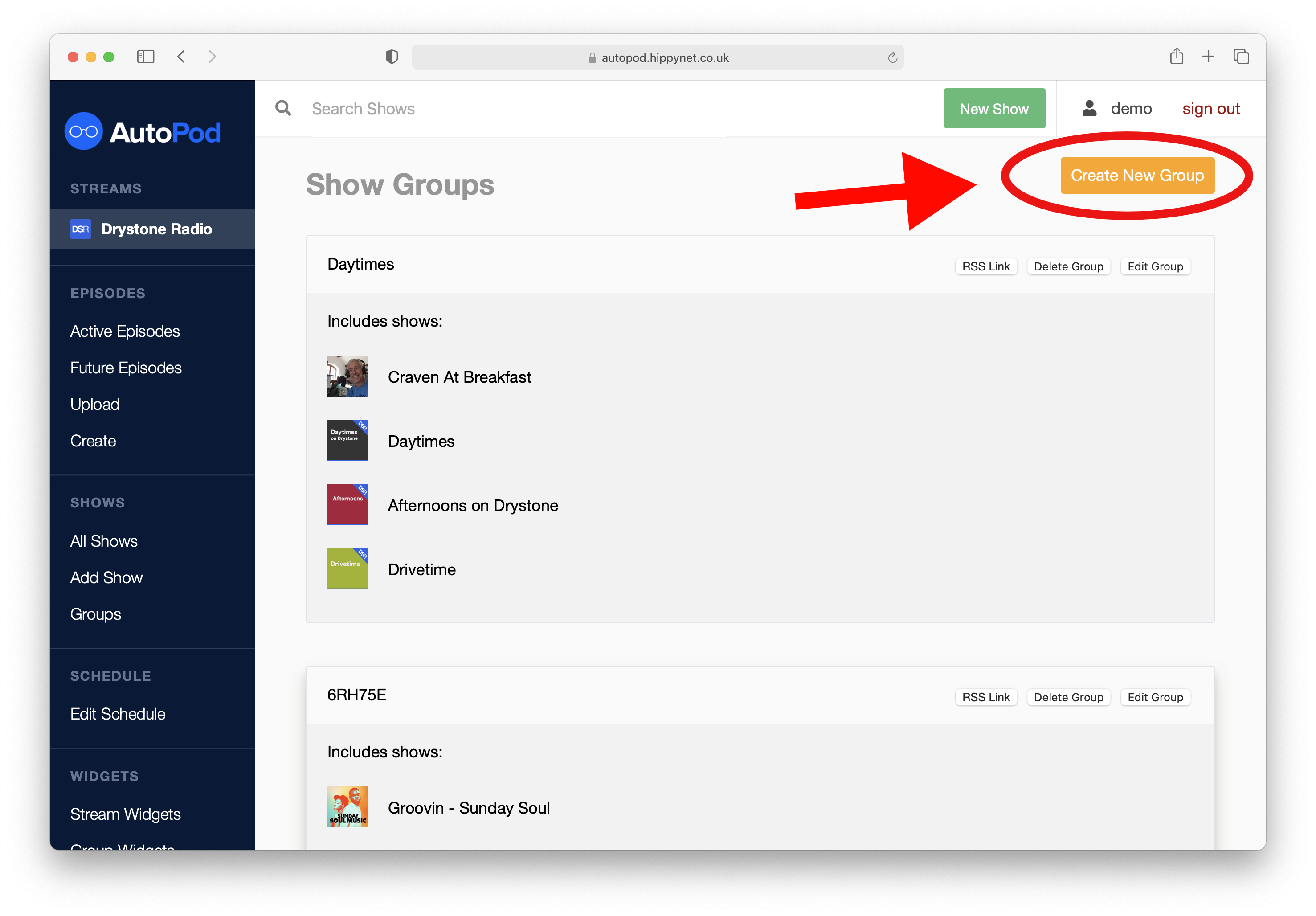 Create Group Button